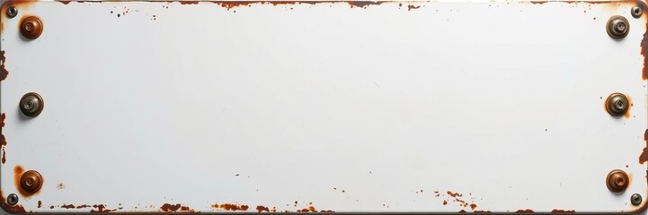 White antique vintage enamel grunge metal sign mockup isolated on white background with clipping path, white background, texture, grunge