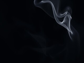 White smoke rising gracefully on a stark black background, atmospheric, ethereal, minimalistic