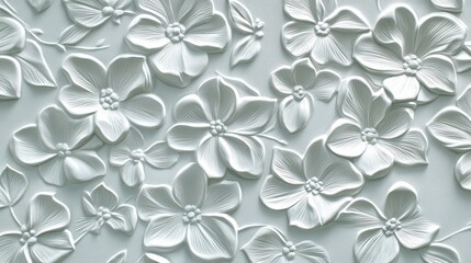 White Floral Plaster Relief Texture Detailed Background For Style, Luxury, And Design.