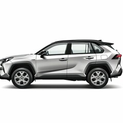 Fototapeta premium A side view of a modern silver SUV showcasing its design and features. isolated on white background