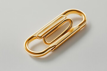 Office Supplies, Golden Paper Clip Stationery, Isolated Background. Generative Ai