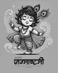 Obraz premium Happy Janmashtami Social Media Template For Instagram Post Feed