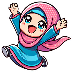 Happy Muslim Kids Cartoon