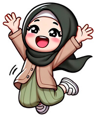 Happy Muslim Kids Cartoon