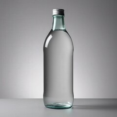 Minimalist Clear Glass Bottle with Screw Cap on Neutral Background