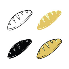Collection of Hand Drawn Bread Illustrations in Various Styles and Colors