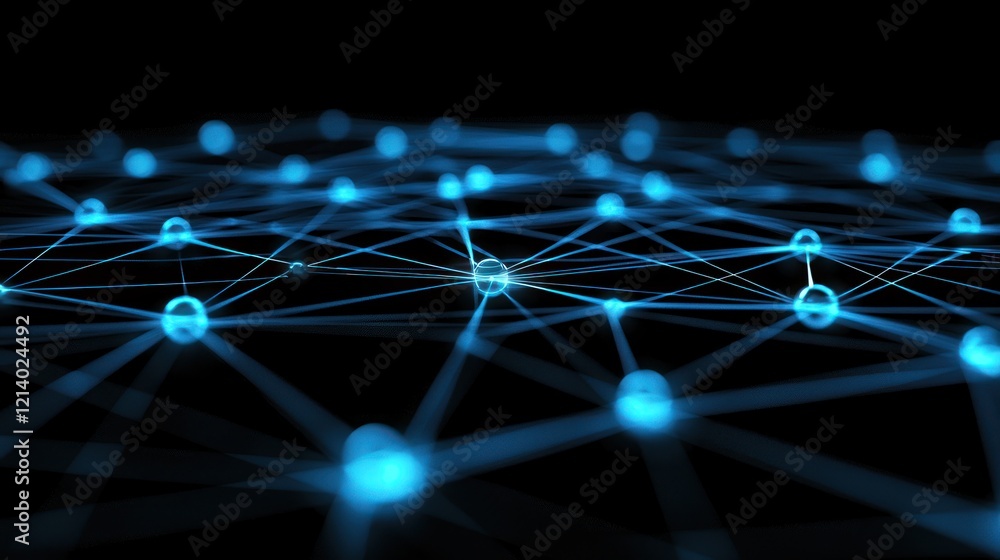 Poster a visual of glowing dots connected by lines, symbolizing digital communication and connectivity.
