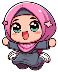Happy Muslim Kids Cartoon