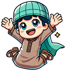 Happy Muslim Kids Cartoon