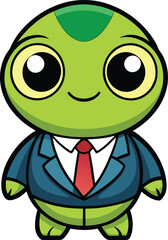 Cartoon turtle sporting a crisp blue suit
