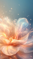 Ethereal Abstract Flower with Glowing Light Effects and Gentle Color Gradient