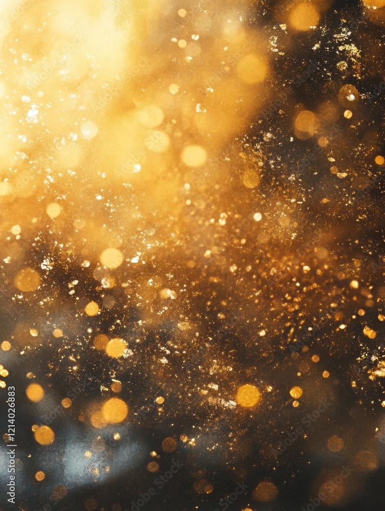 Aufkleber abstract golden bokeh overlay with sparkling dust, festive and elegant background texture.