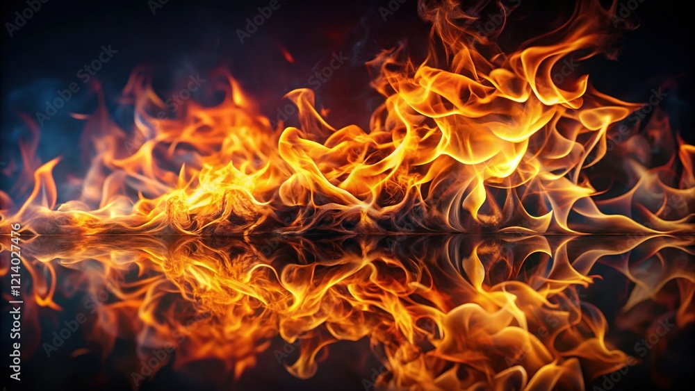 Poster abstract flame reflection: dark background stock photo - fiery design element