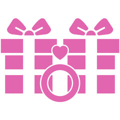 Pink Gift box with Ribbon and Heart Icon