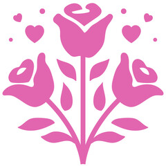 Pink Heart with Roses Minimalist