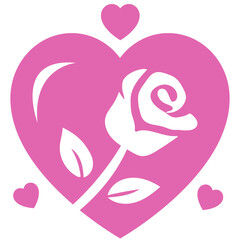 Pink Rose in Heart Minimalist