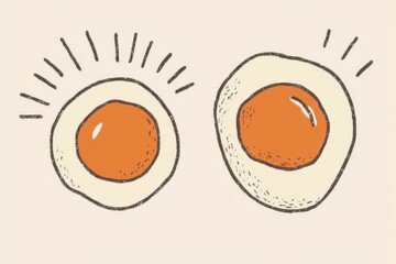 Minimalist art of fried egg with abstract design elements for kitchen decor or culinary projects