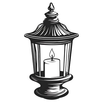 recommend clip art: Ornate vintage street lamp, candlelight, decorative, illustration