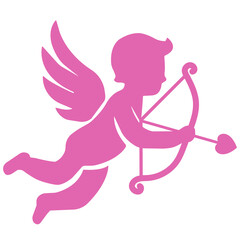 Minimalist Pink Cupid with Bow and Arrow