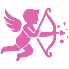 Pink Cupid with Bow and Arrow Icon