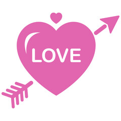 Pink Heart with Love and Arrow Icon