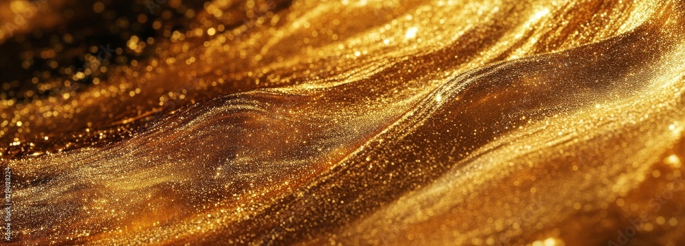 Poster golden wave patterns create a stunning abstract background in dark tones for design and artwork