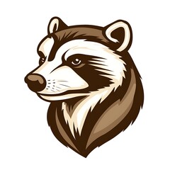 Raccoon head illustration, profile view, cartoon style. Possible use design element
