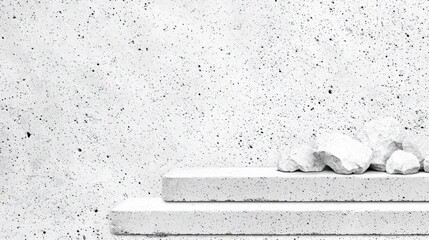 White stone podium on textured background, product display, minimalist mockup