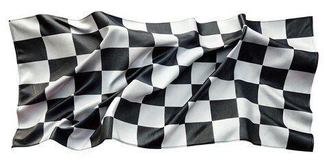Checkered Flag Top View, Isolated White Background - Race Finish Line Stock Photo