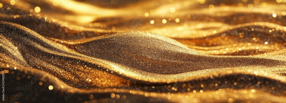 Poster golden wave patterns create a stunning abstract background in dark tones for design and artwork