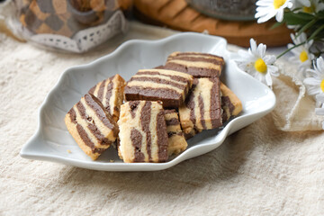 A plate of Striped Butter Cookies atau Biskut Belang.