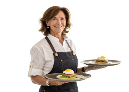 PNG waitress serving food sticker, transparent background