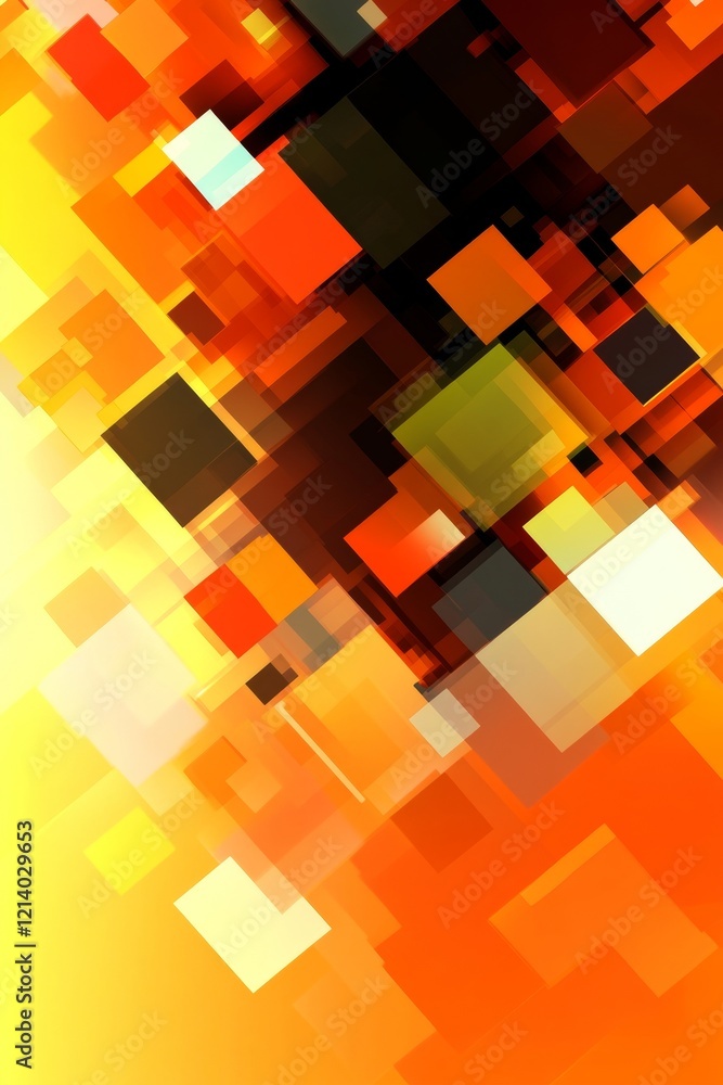 Poster abstract orange dynamic geometric shapes representing data flow and information technology