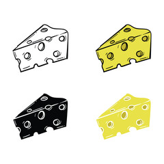 Cheese Wedge Illustration in Various Styles and Colors