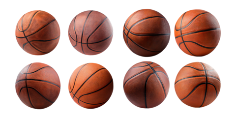 Collection of Basketballs in Various Positions, PNG collection, set bundle, isolate on transparent or white background