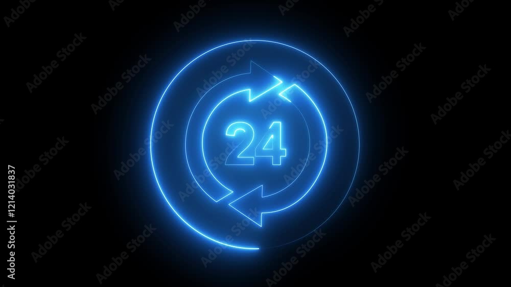 Poster clock counting down 24 hour day fast speed. clock with moving arrows. analog watch icon concept anim