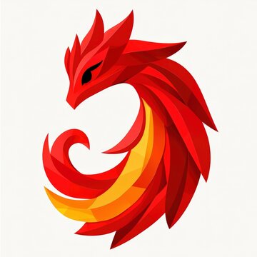 Abstract Red Dragon Phoenix Logo Design