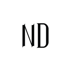 ND monogram logo design letter text name symbol monochrome logotype alphabet character simple logo