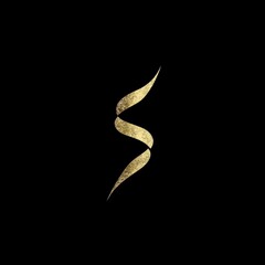 Obraz premium Golden Swirl Design Element on Black Background Elegant Abstract Graphic