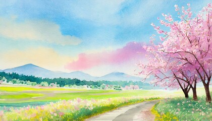 桜の並木道