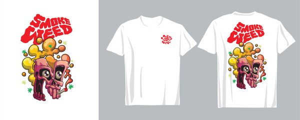 t-shirt smoking weeds Urban street style retro  grunge brush stroke face. Vector illustration design for fashion graphics, t shirts, prints, posters, gifts, Adobe Illustrator Artwork