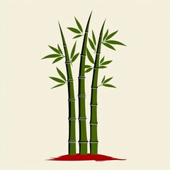 Fototapeta premium Stylized Illustration of Three Bamboo Plants