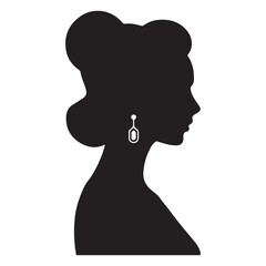Minimalist Vector Art Black Princess Girls Silhouette In White Background