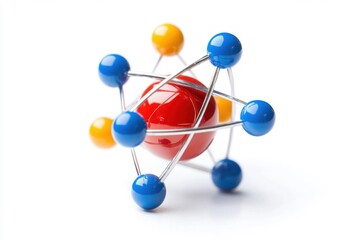 Obraz premium An single atom model on a white backdrop. Generative Ai