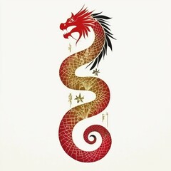 Obraz premium Elegant Red and Gold Dragon Design