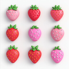 3D, イチゴ, フルーツ, 食べ物, 赤, ベリー, 緑, 甘い, ベクター, 新鮮, 健康な, ripe, 孤立した, キイチゴ, 模様, トマト, 白, 葉, サマータイム, 自然, コレクション, 野菜, うまみのある, デザート, イースター, ダイエット