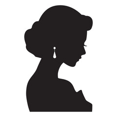 Minimalist Vector Art Black Princess Girls Silhouette In White Background