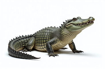 Fototapeta premium Realistic depiction of a crocodile on a white background.