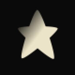 gold star on black background. Pixel image