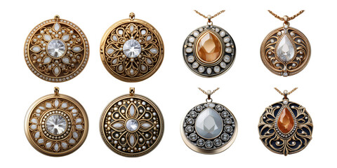 Elegant Vintage Pendants on Transparent Background